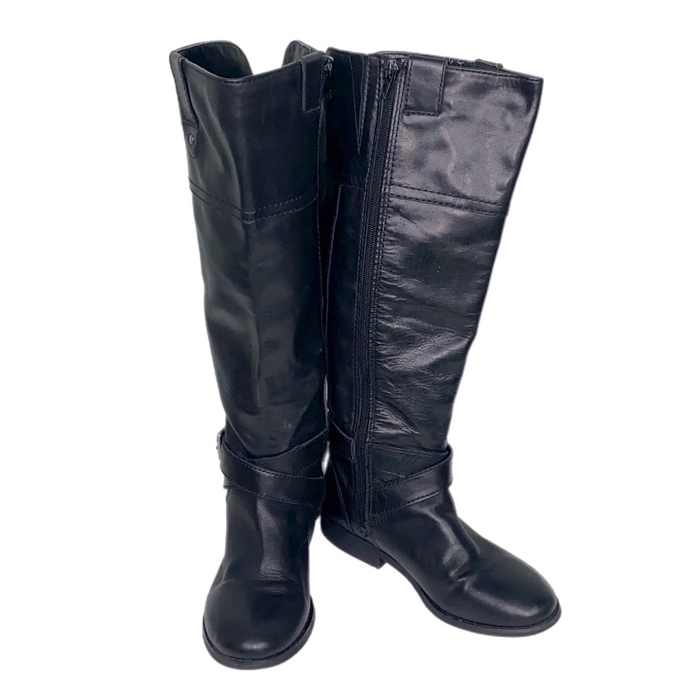 MARC FISHER Black leather riding equestrian low heel boots Size 5